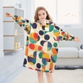 thumbnail image 5 of FORMRS Wearable Blanket Hoodie with Sleeves for Kids Cozy Flannel Sweatshirt, Green Geometric, 5 of 7