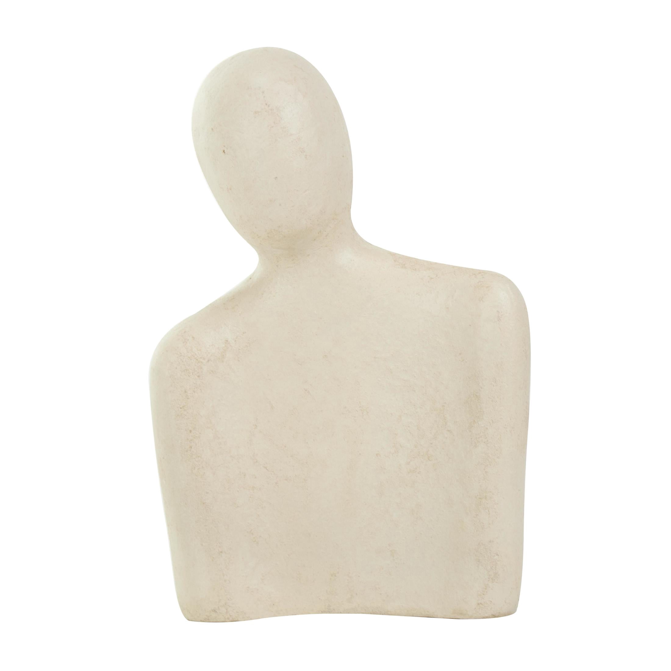 12", 9"H Cream Paper Mache Nesting People Sculpture with Black Accent Piece, by DecMode (2 Count)