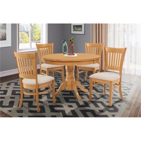 Oak Furniture Columbia Md M&D Furniture BRMI5-OAK-C Brookline 5 piece small kitchen table and chairs set in Oak finish ()