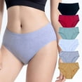thumbnail image 4 of 5 Pack Women Underwear Cotton Mid Waist Full Coverage Brief Plus Size Ladies Breathable Soft Panties Lingerie for Women Multipack, 4 of 6