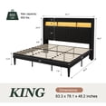 thumbnail image 3 of Amolife King Size Bed Frame, Platform Bed with RGB LED Lights & Charging Station, Velvet Wingback Headboard, Easy Assembly, No Box Spring Needed, Black, 3 of 11