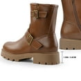 thumbnail image 3 of HARVEST LAND Women Low Heel Ankle Boots Fashion Faux Lined Zipper Buckles Biker Booties, 3 of 9