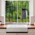 thumbnail image 2 of Ambesonne Outhouse Kitchen Curtains, Cottage Forest, 55"x39", Fern Green and Brown, 2 of 3