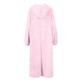 thumbnail image 5 of Women's Casual Round Neck Long Sleeve Pullover Loose Wool Hooded Dress for Winter Comfort and Everyday Wear,Pink,M, 5 of 8