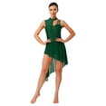 thumbnail image 3 of SiiRoh Women's Lyrical Dance Dress Sleeveless Asymmetrical Flowy Tulle Skirt Leotard Dancing Party Green XL, 3 of 5