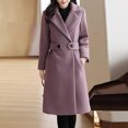 thumbnail image 5 of Stichou Women's Elegant Notched Lapel Coat Mid-Length Thicken Warm Wool Blend Coats Casual Fall Winter Long Overcoat with Pockets Light Purple M, 5 of 5