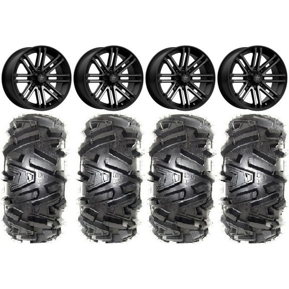 MSA Black Rogue 16" ATV Wheels 30" Moto MTC Tires Can-Am Commander Maverick Renegade Outlander Defender