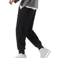thumbnail image 2 of JTieacloth Mens Casual Sweatpants Mens Solid Sports Leisure Trousers Fitness Loose Running Training Leg Guard Pants Trousers Ninth Pants Black, 2 of 4