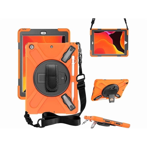 Case for iPad 9th 8th 7th Generation 10.2 with Pencil Holder Kickstand Hand Strap and Shoulder Strap Shockproof Cover for iPad 10.2 inch 2021 2020 2019