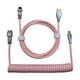 thumbnail image 2 of Cable USB C en espiral para teclado de juegos, cable de teclado mecánico de doble funda con metal desmontable de 1,5 m, cable USB-C a USB-A., 2 of 7