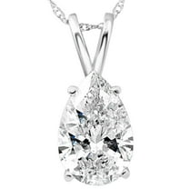 Pompeii Certified 2 Ct Pear Shape Lab Grown Diamond Pendant 14k White Gold Necklace