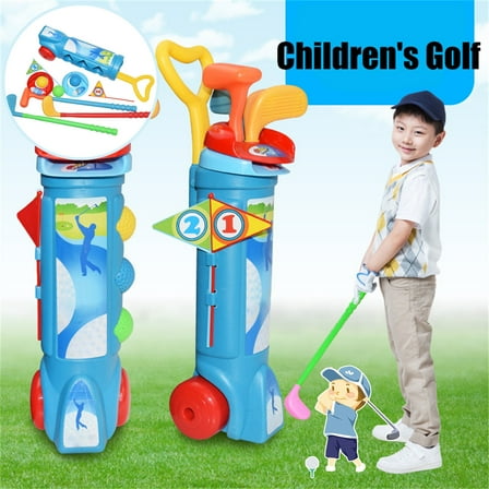 ZZkhGO Kids Golf Toy Set for Toddlers, Indoor Outdoor Practice Play Set, Mini Golf Clubs Balls Flags for Children Game