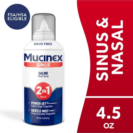 Mucinex Non-Medicated Saline Nasal Mist, Sinus Clear & Cool, 4.5 fl oz