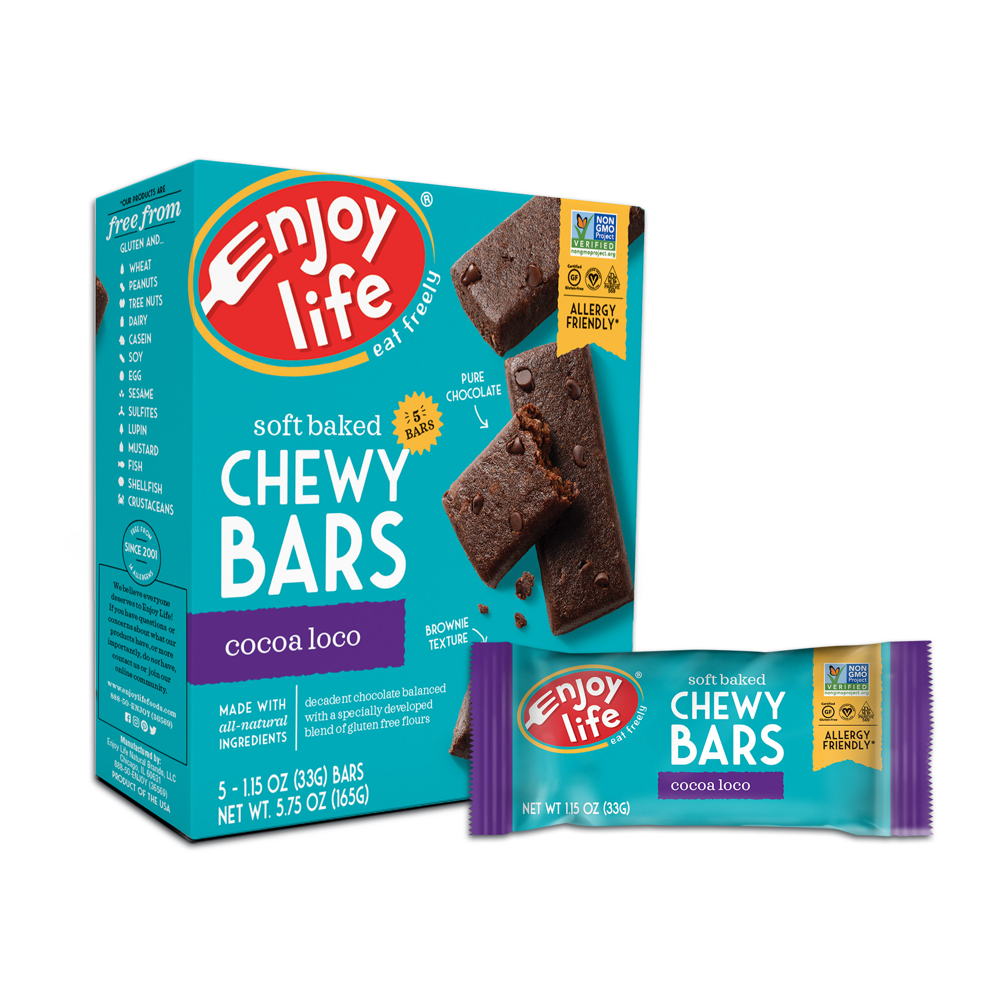 Enjoy Life Soft Baked Cocoa Loco Chewy Bars, 1.15 oz, 5 count