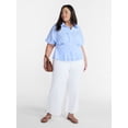 thumbnail image 2 of Terra & Sky Fit and Flare Blouse with Short Sleeves, Sizes 0X-5X, 2 of 5