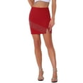 thumbnail image 1 of Falda de Lentejuelas con Flecos para Mujeres Inspire Chic, Cintura Alta, Falda Lápiz Mini con Abertura, S Roja, 1 of 5