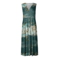 thumbnail image 4 of Robe Fleurie, Robe Maxi de Plage Bohème à Fleurs pour Femme à Col en V Sans Manches avec Volants, Robes Longues de Plage Décontractées et Formelles Sans Manches à Imprimé Floral, 4 of 5