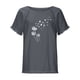 thumbnail image 5 of Blusa de manga corta con estampado regular de flecos y cuello redondo de algodón y cáñamo para mujer OAVQHLG3B Store  lin121212, 5 of 5