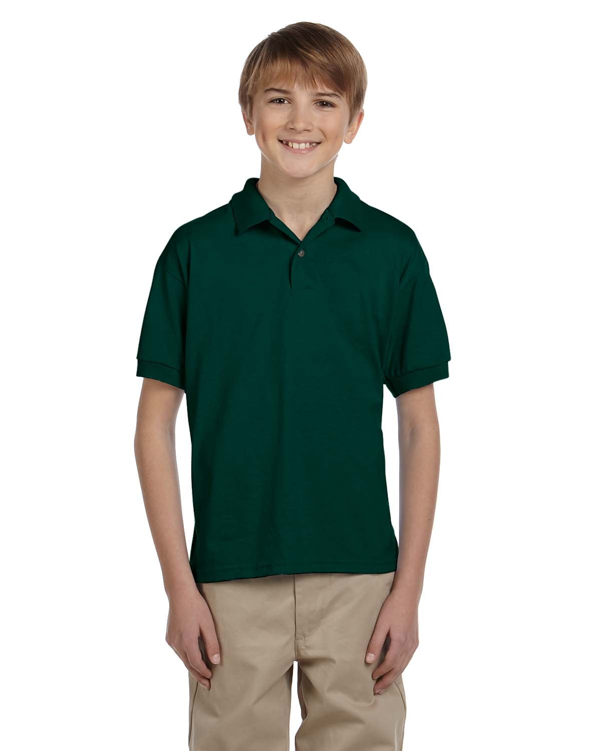 3 Pack Gildan Dry Blend Double Pique Childrens BLACK Polo Shirt School Uniform 
