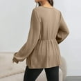 thumbnail image 3 of Eltusu Women Maternity Long Sleeve Tops, V-Neck Pullover Solid Color Comfort Pregnancy Clothes Khaki Size S, 3 of 6