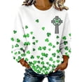 thumbnail image 4 of Pounoo St Patricks Day Long Sleeve Shirt for Women Shamrock Art Print Tops Fashion Comfortable Casual Saint Patricks Sweatshirt Gift, 4 of 7
