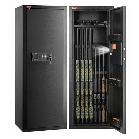 6-8 Rifle Gun Safe with Digital Lock Tall Gun Storage Cabinet with Keypad & Removable Shelf Quick Access Rifle Cabinet for Home