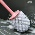 thumbnail image 5 of maxiaoxia Toilet Brush, Toilet Brush and Holder Set, Toilet Bowl Cleaner Brush with Long Handle, Wall-mounted Plastic Soft Bristle Brush Set wth Base for Bathroom Dead Corner Deep Cleaning, Pink, 5 of 6