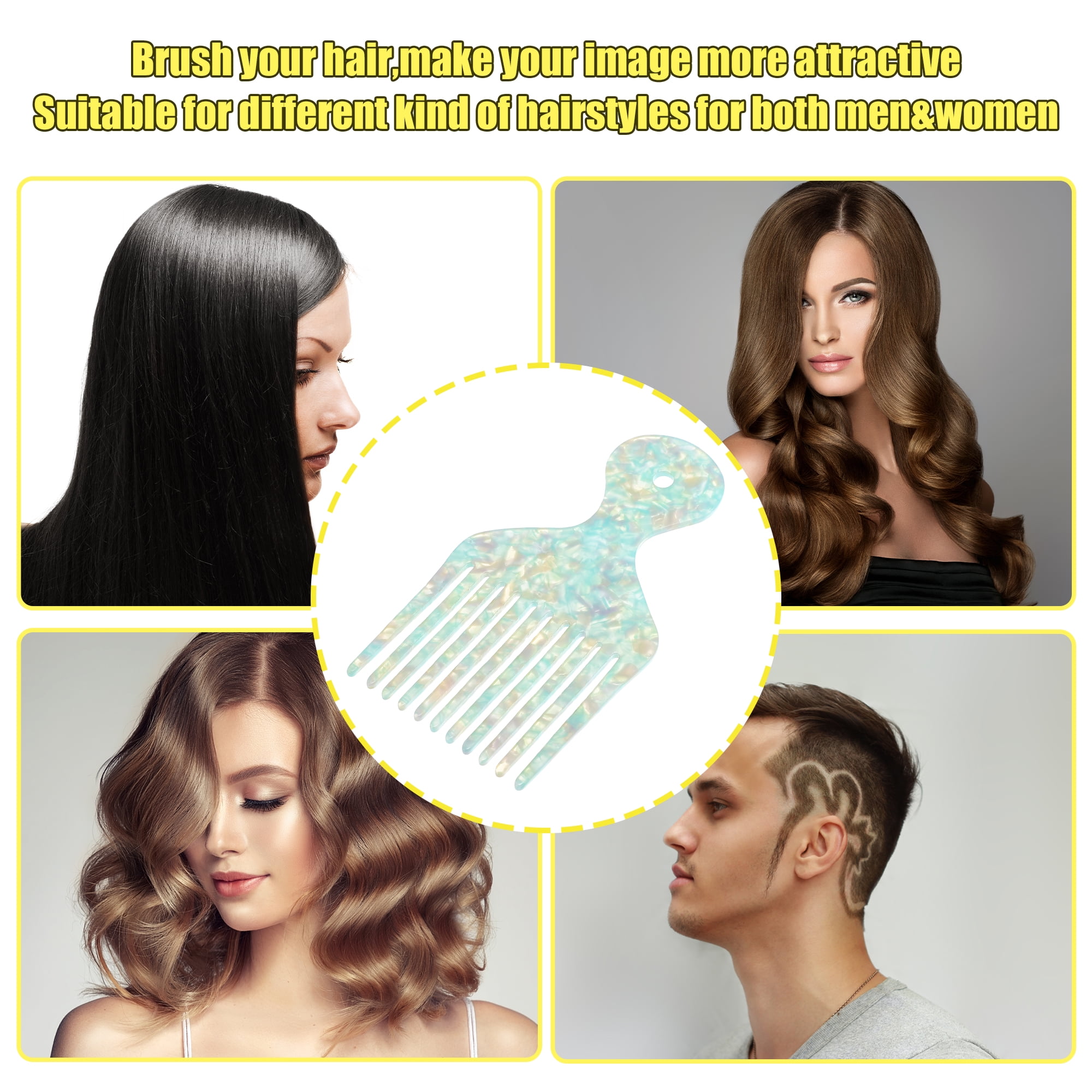 Unique Bargains Wide Tooth Hair Pick Comb Hair Styling Tool for Men Women Green 4.8"