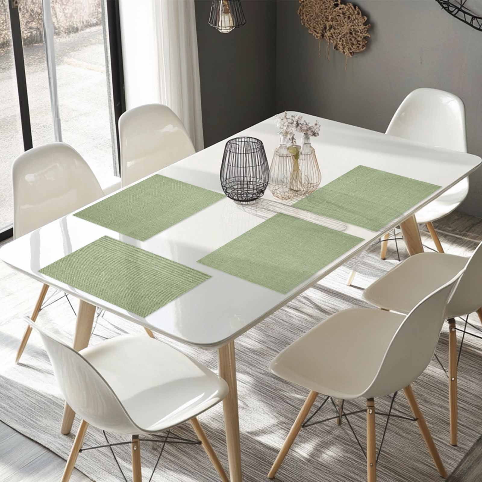 Placemats Set of 4, Sage Green Linen Texture Placemats Set of 4, Farmhouse Solid Color Tablemats Placemat Table Decoration for Kitchen Table Dinner Party Home Decor Indoor Outdoor 13x19 Inch