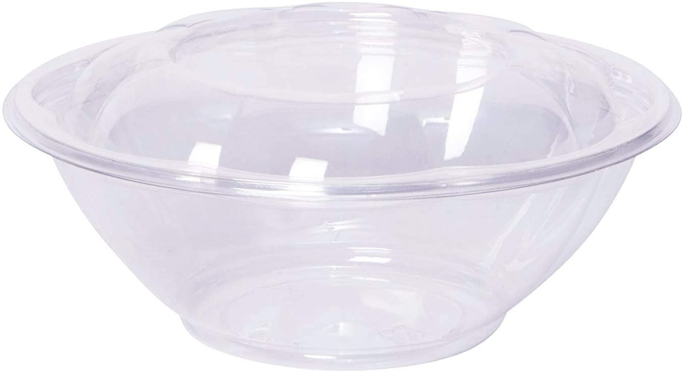 Salad Bowls with Lids Airtight Seal 50 Pack - Clear Plastic Disposable Salad Containers Rose Bowl Container Fresh 18 oz
