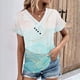 thumbnail image 1 of Fiudx Camisetas para Mujer Top/Camisa de Manga Corta con Cuello En V Plisado Estampado de Verano para Mujer, 1 of 5