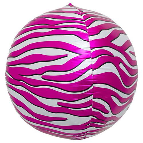 LOONBALLOON Safari-Jungle Balloons, 17″ SPHERE - PINK ZEBRA