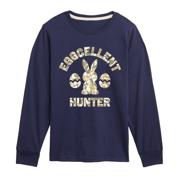 Instant Message - Eggcellent Hunter - Youth Boys Long Sleeve Graphic T-Shirt