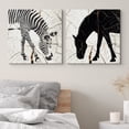 thumbnail image 3 of wall26 Canvas Print Wall Art Set Zebra &amp; Horse Silhouettes on Wood Grain Animals WildLife Illustrations Minimalism Chic Relax/Calm Dark Duotone for Living Room, Bedroom, Office - 24"x24&quot, 3 of 5