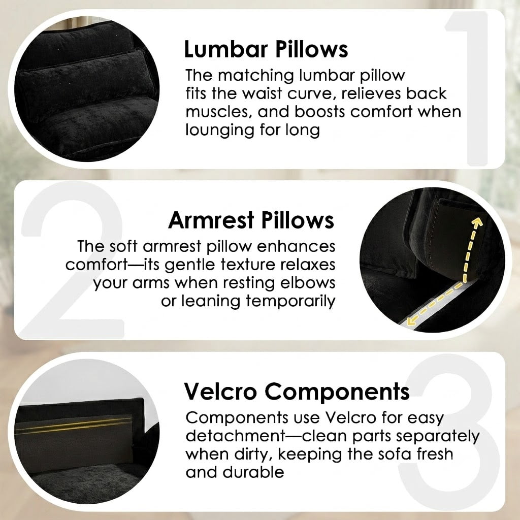 Avobird Cloud Couch Modular Sectional Sofa for Living Room, 113" L Shaped Convertible Couch Chenille Thick Cushion with Ottoman and USB Charging, Dual Cushions, Starry Black