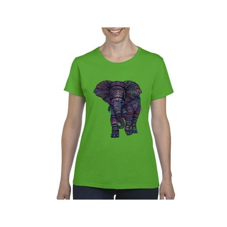 Elephant Print Tee - Elephant Women Shirts T-Shirt Tee