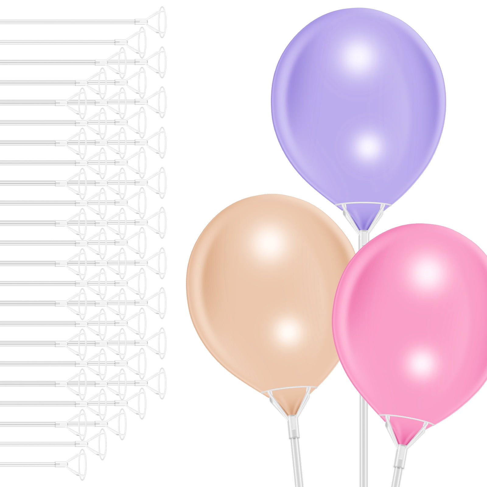 PMU Balloon Sticks 16 Inch Clear with Clear Cups Premium Latex
