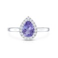 thumbnail image 4 of Rosec Jewels Natural Tanzanite Teardrop Engagement Ring with Halo - Tanzanite Diamond Ring for Women - Authentically Certified, 925 Sterling Silver, US 5.00, 4 of 8