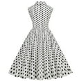thumbnail image 5 of YYDGH Women 50s 60s Vintage Dress Sleeveless Lapel Cocktail A Line Swing Dress 1950s Polka Dot Audrey Rockabilly Prom Party Dresses White S, 5 of 9