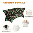 thumbnail image 6 of TSOVTHRID Christmas Tree Candy Cane Print Tablecloth 6FT Tight Fitted Wrinkle Resistant Table Cloth Stretch Rectangular Patio Table Cover for Event, Banquet，Parties Christmas Decor, 6 of 7