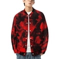 thumbnail image 2 of Red Black Red And Black Ink, Abstract Art Baseball Jersey Fashion Ribbed Sleeve Man Women's Jacket Motion Tops XXS-6XL, 2 of 7