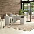 thumbnail image 2 of Bush Furniture Cabot 60" L Shaped Desk with Storage, Linen White Oak, 2 of 7
