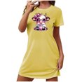 thumbnail image 2 of Xysaqa Womens Nightgown Funny Cow Printed Sleep Shirts for Women Short Sleeve Sleepwear Cute Soft Nightdress Comfy Loungewear Novelty Pajama Dress Clearance Yellow XL, 2 of 3