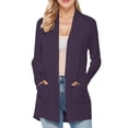 thumbnail image 1 of Durtebeua Women's Lightweight Open-Front Cardigan Sweater Dark Purple,L, 1 of 5