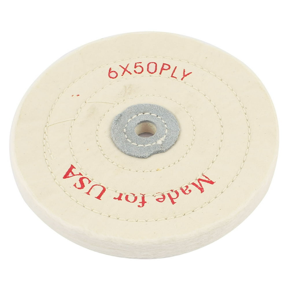 White 1/2" x 6" 50 Ply Round Shape Polish Buffing Wheel Cotton Pad