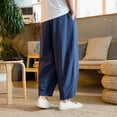 thumbnail image 3 of yillto Mens Baggy Pants High Waist Wide Leg Long Pant Causal Work Office Trousers Beach Vacation Pants, 3 of 4