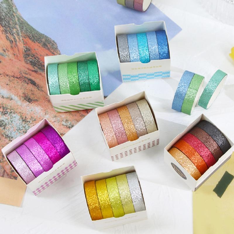 Zeiwohndc 18 Box Glittering Washis Tape Masking Tape Decorative Tape for Scrapbooking