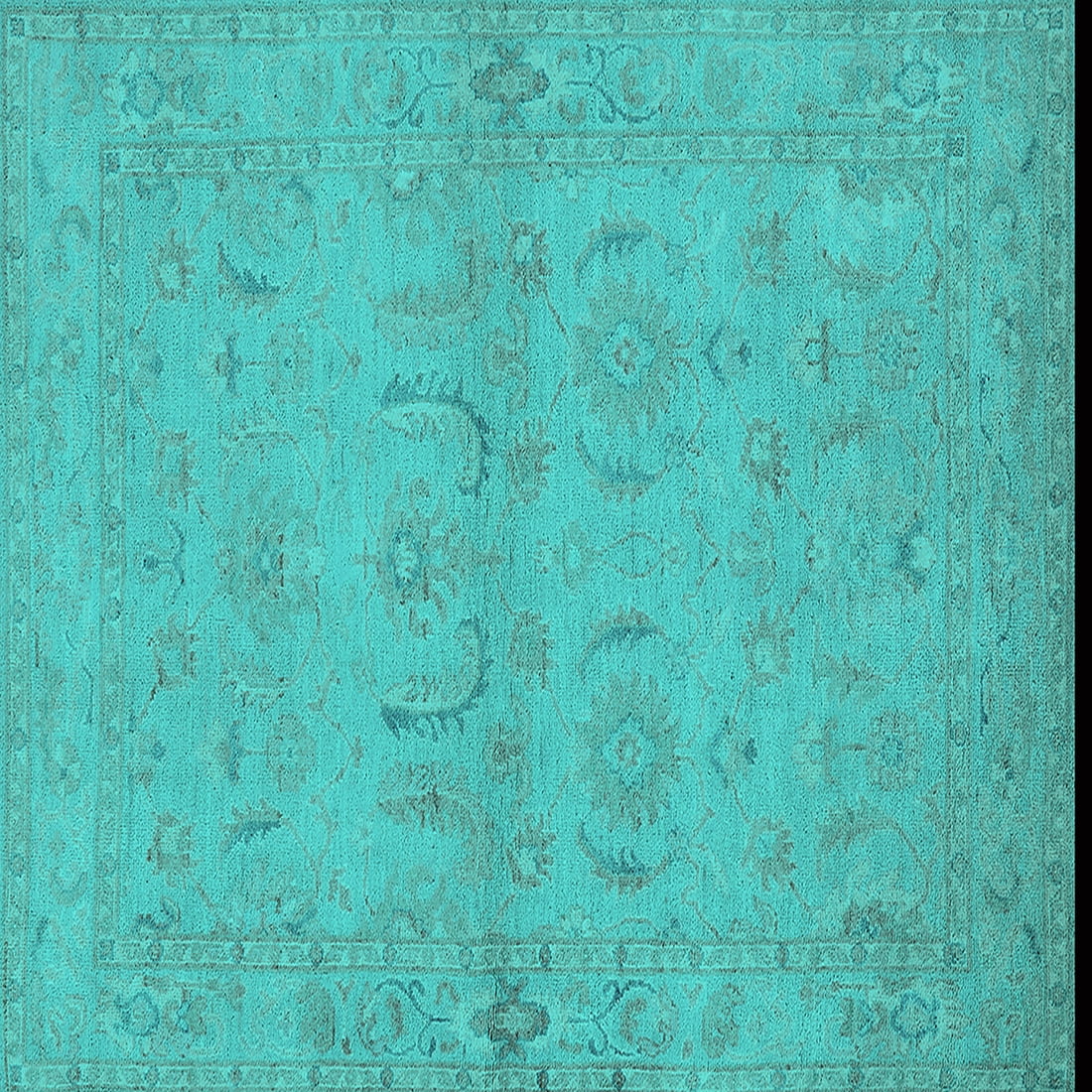 Ahgly Company Indoor Square Oriental Turquoise Blue Traditional Area ...