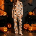 thumbnail image 5 of Womens Halloween Pajamas Themed Sleepwear Long Sleeve Sleepwear Set Top with Pants Cozy Home Comfort Womens Pajama Sets White XXL, 5 of 6