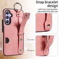 thumbnail image 3 of SaniMore Case for Samsung Galaxy A24, PU Leather Durable [Back Card Slots] Wristlet Kickstand Buckle Protective Bumper Cover Shockproof Anti-fall/Anti-scratch for Ladies, Pink, 3 of 10